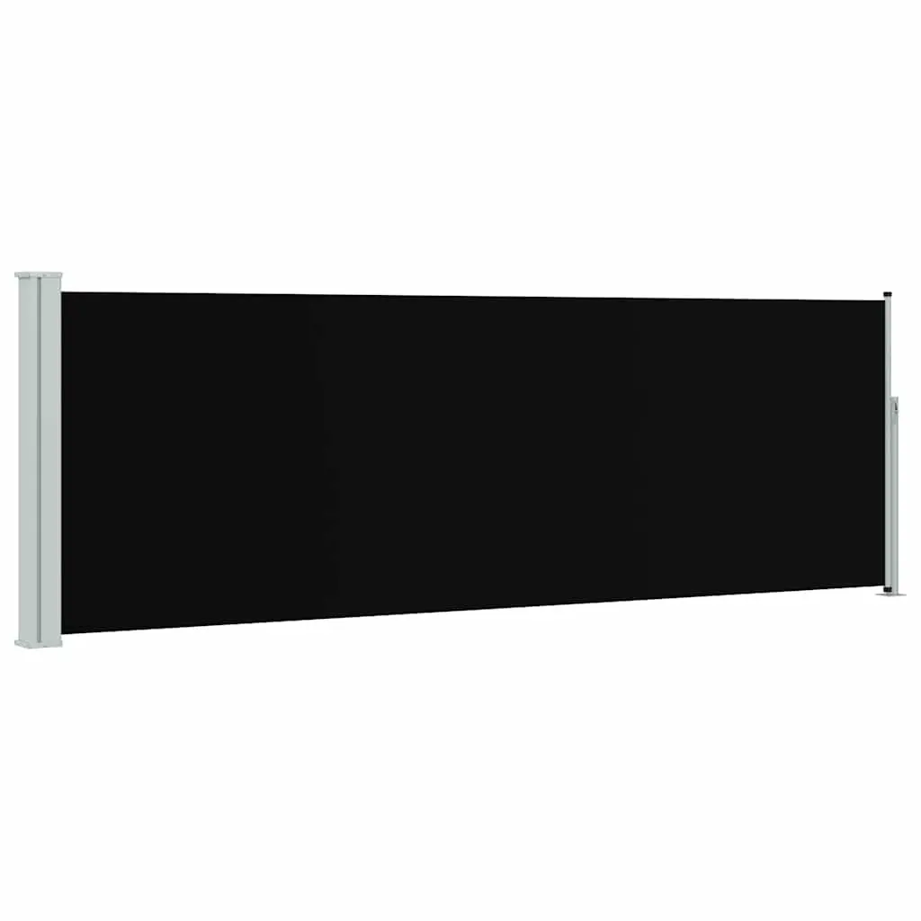 Retractable Side Awning 100x300 cm Black UV and Tear Resistant Polyester Outdoor Privacy Screen Shade