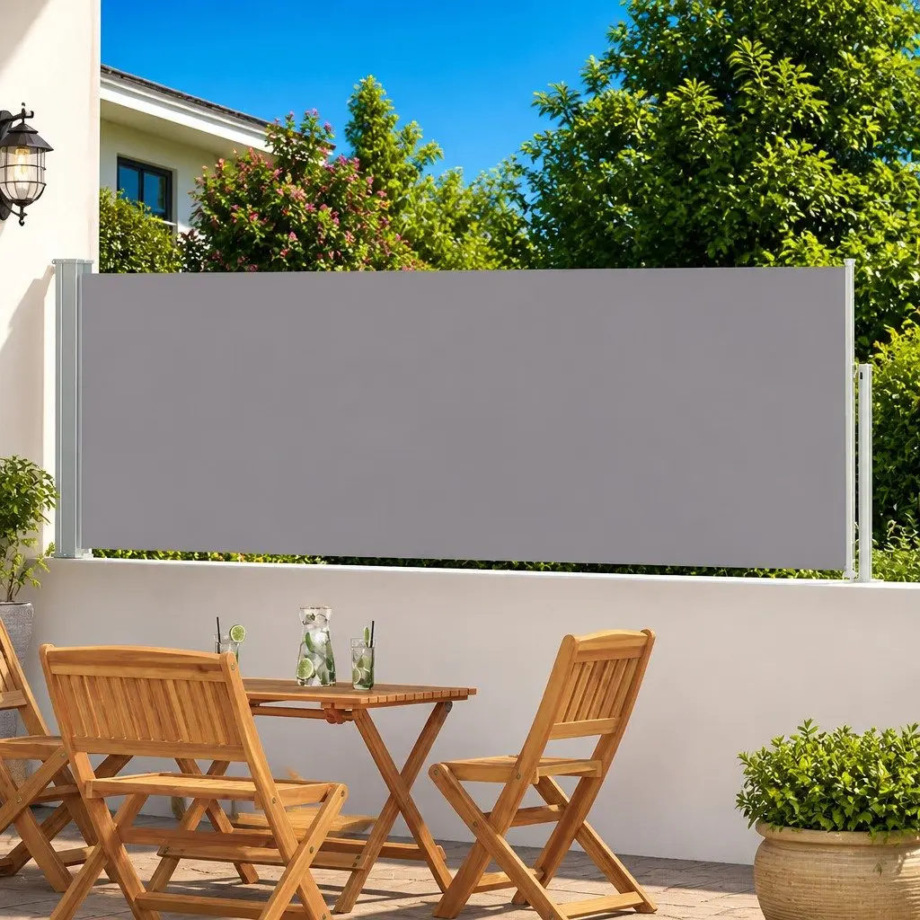 Retractable Side Awning 100x500 cm Grey Privacy Screen Outdoor Sunshade