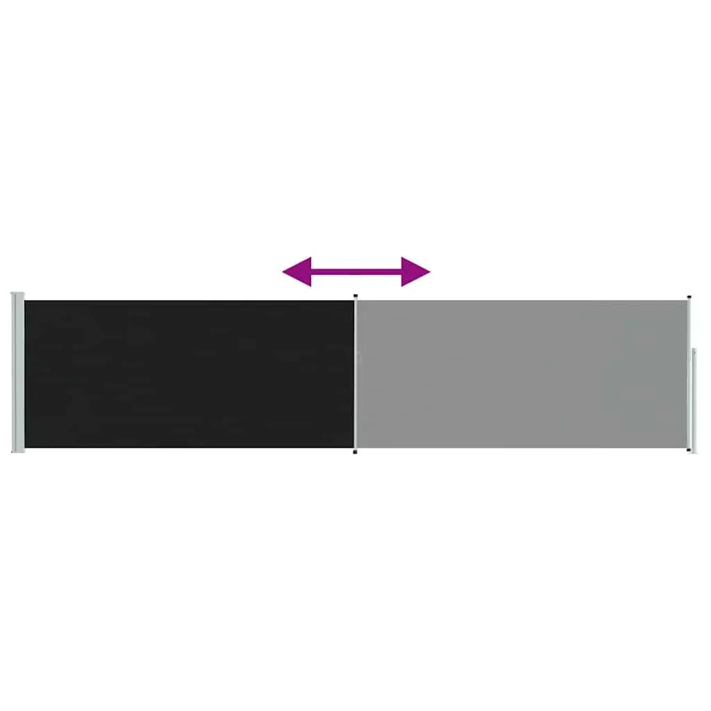 Retractable Side Awning 117x514cm Black Privacy Screen Sun Shade