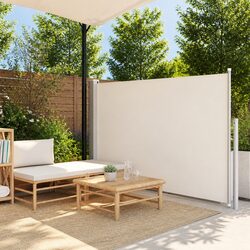 Patio Side Awning Retractable 140x500cm Outdoor Privacy Screen Shade Cream