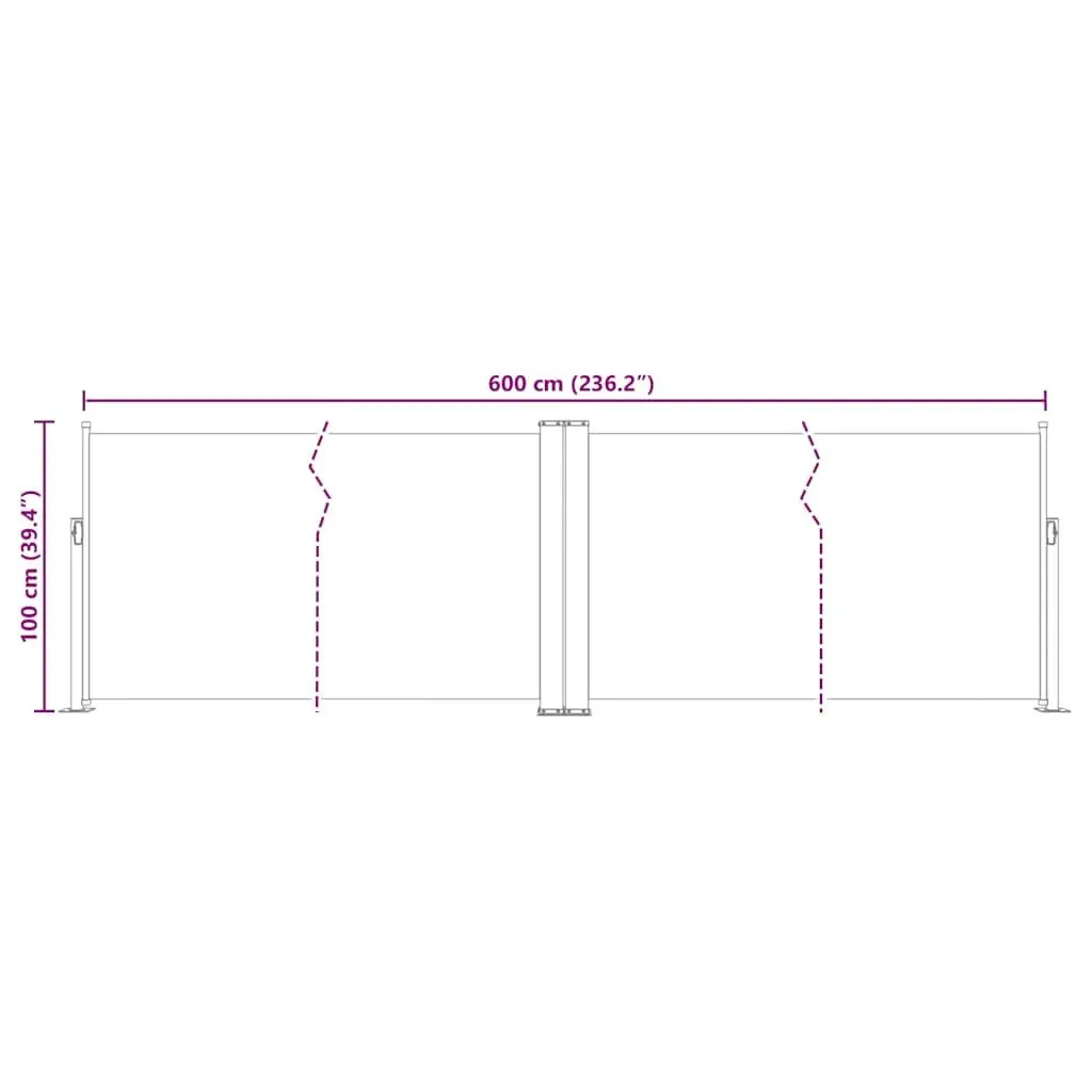 Retractable Side Awning 100x600cm Automatic Roll-back Function UV-proof Polyester Black