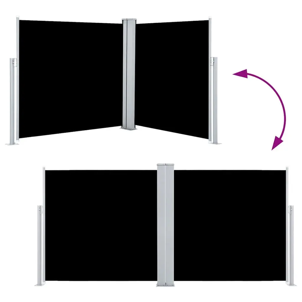 Retractable Side Awning 100x600cm Automatic Roll-back Function UV-proof Polyester Black
