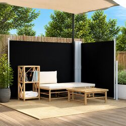 Retractable Side Awning Black 140x600cm Garden Patio Privacy Screen Shade