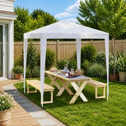 Party Tent 2x2m Outdoor Canopy Gazebo Marquee Garden Shelter Waterproof White