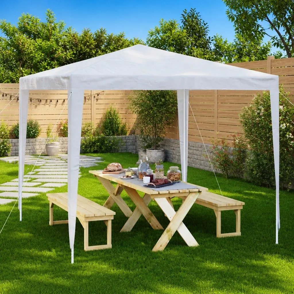 Party Tent 2.5x2.5m Outdoor Canopy Gazebo White Weather Resistant Frame