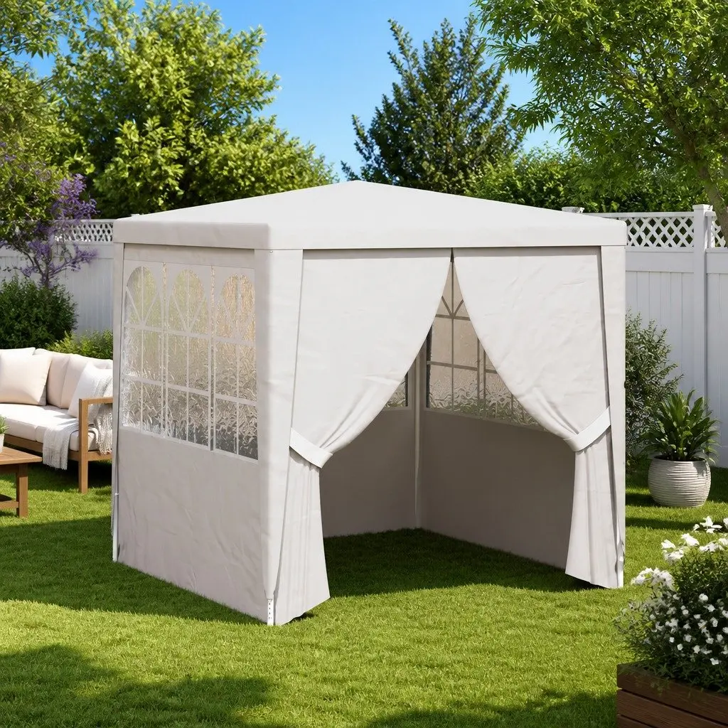 Party Tent 2.5x2.5m Outdoor Gazebo with Side Walls UV and Water Resistant Polyethylene