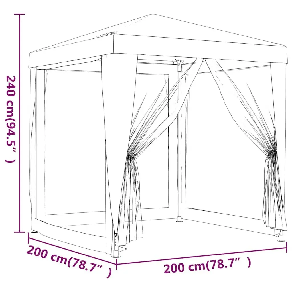 Party Tent 2x2m White Mesh Sidewalls Outdoor Gazebo Canopy for Events Weddings