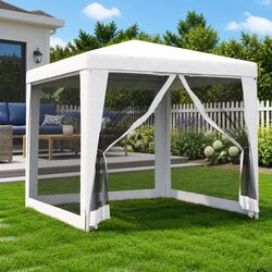 Party Tent 2.5x2.5m Outdoor Gazebo Mesh Sidewalls Wedding Event Canopy White