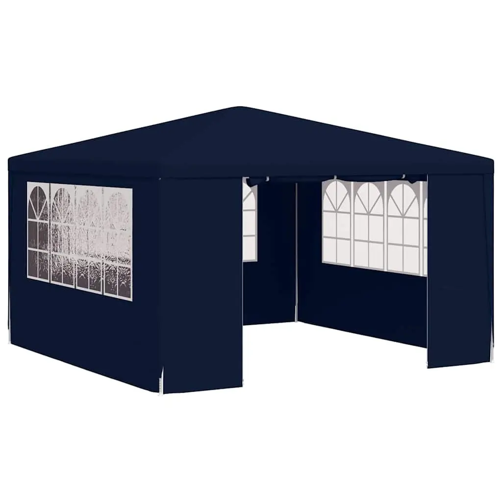 Outdoor Gazebo Tent 4x4m Blue with Decorative Windows Zippered Door and Side Walls