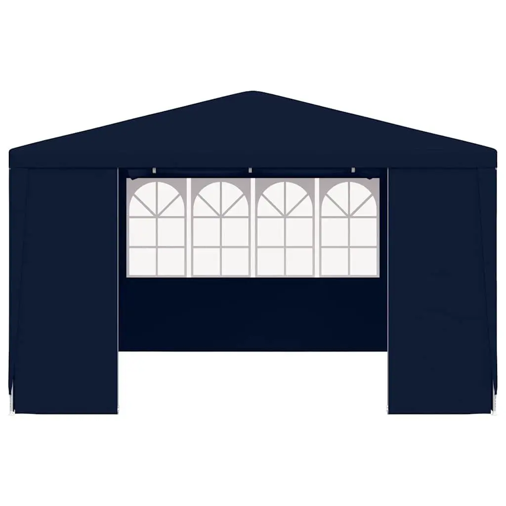 Outdoor Gazebo Tent 4x4m Blue with Decorative Windows Zippered Door and Side Walls