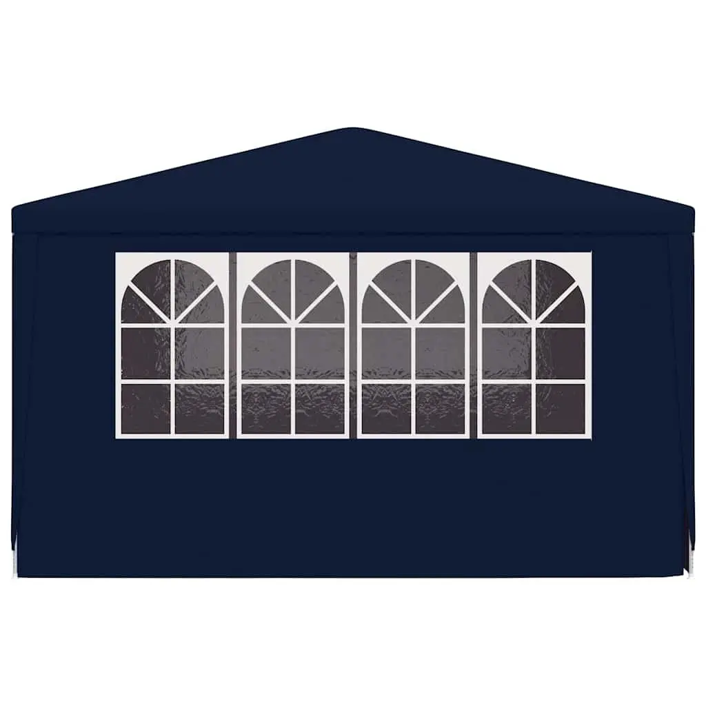 Outdoor Gazebo Tent 4x4m Blue with Decorative Windows Zippered Door and Side Walls