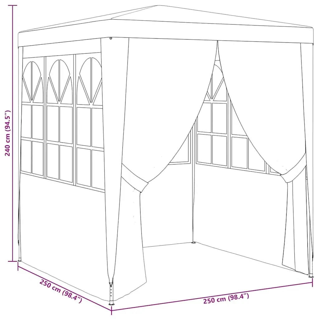 Party Tent Marquee 2.5x2.5m UV and Water Resistant with Side Walls Anthracite