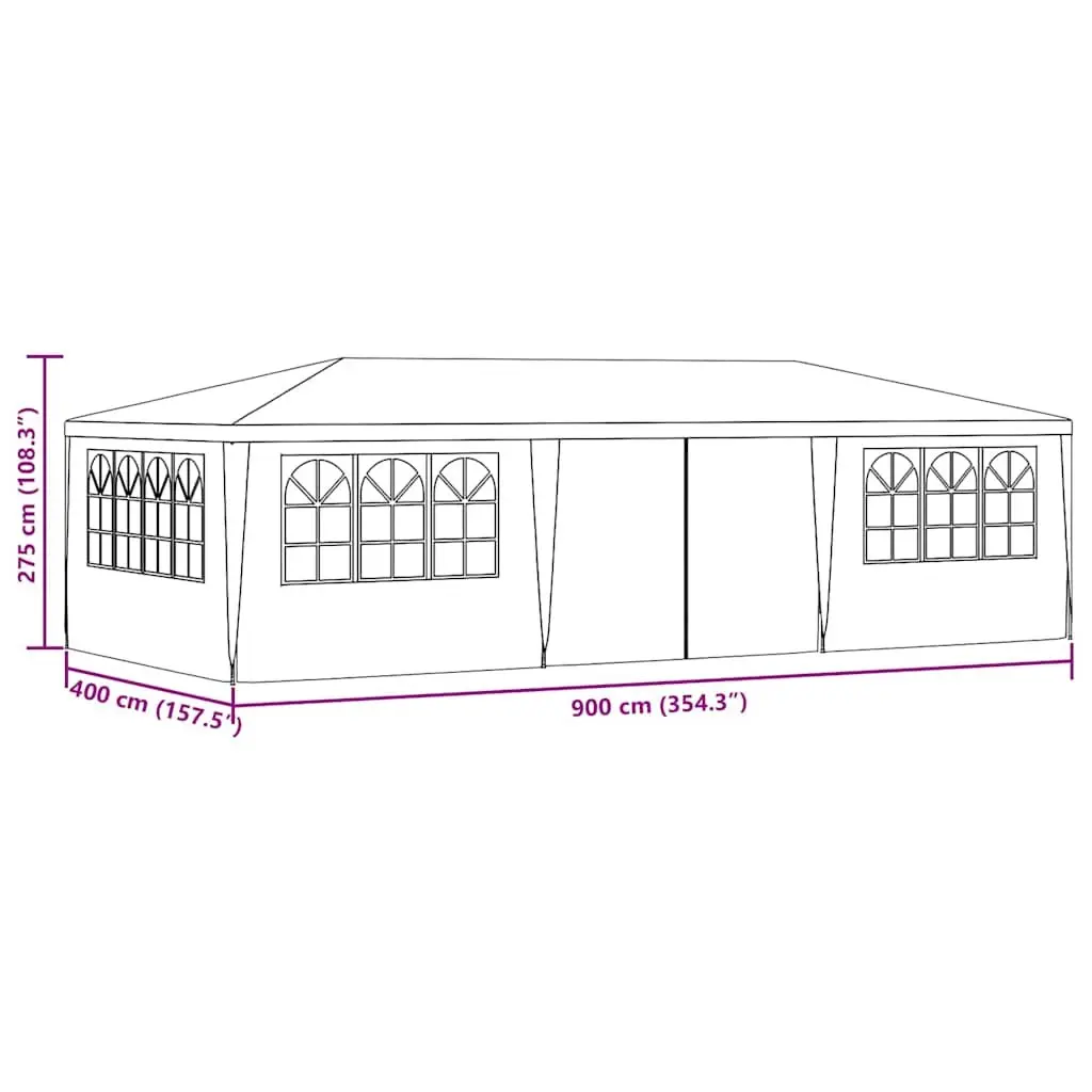 Party Tent 4x9m Outdoor Gazebo with Side Walls UV and Water Resistant Polyethylene Green