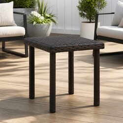 Outdoor Garden Tea Table Brown 40x40x40 cm PE Rattan Patio Furniture