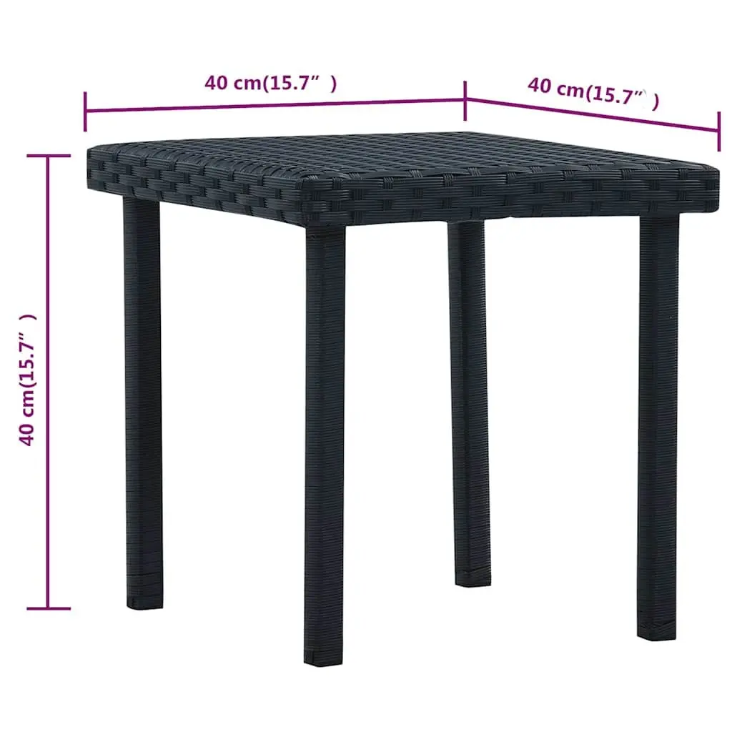 Outdoor Tea Table 40x40x40 cm Black Water-resistant PE Rattan