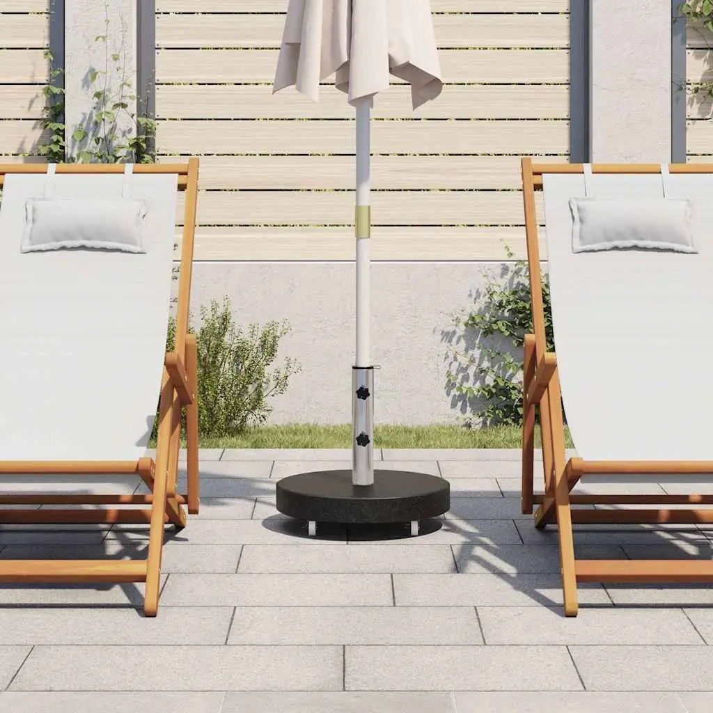 Granite Round Parasol Base 30kg Heavy Duty Umbrella Stand Stable Outdoor Black