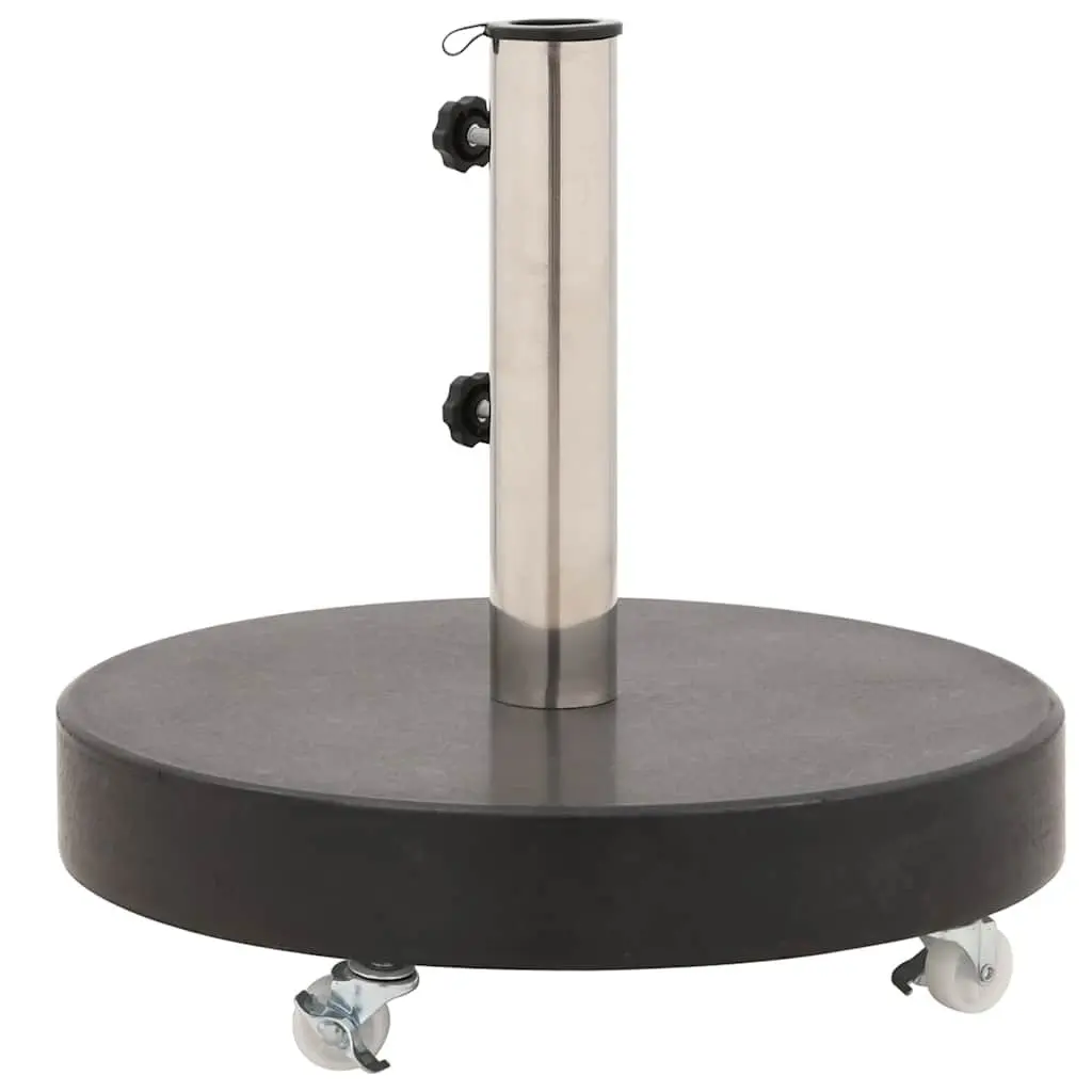 Granite Round Parasol Base 30kg Heavy Duty Umbrella Stand Stable Outdoor Black