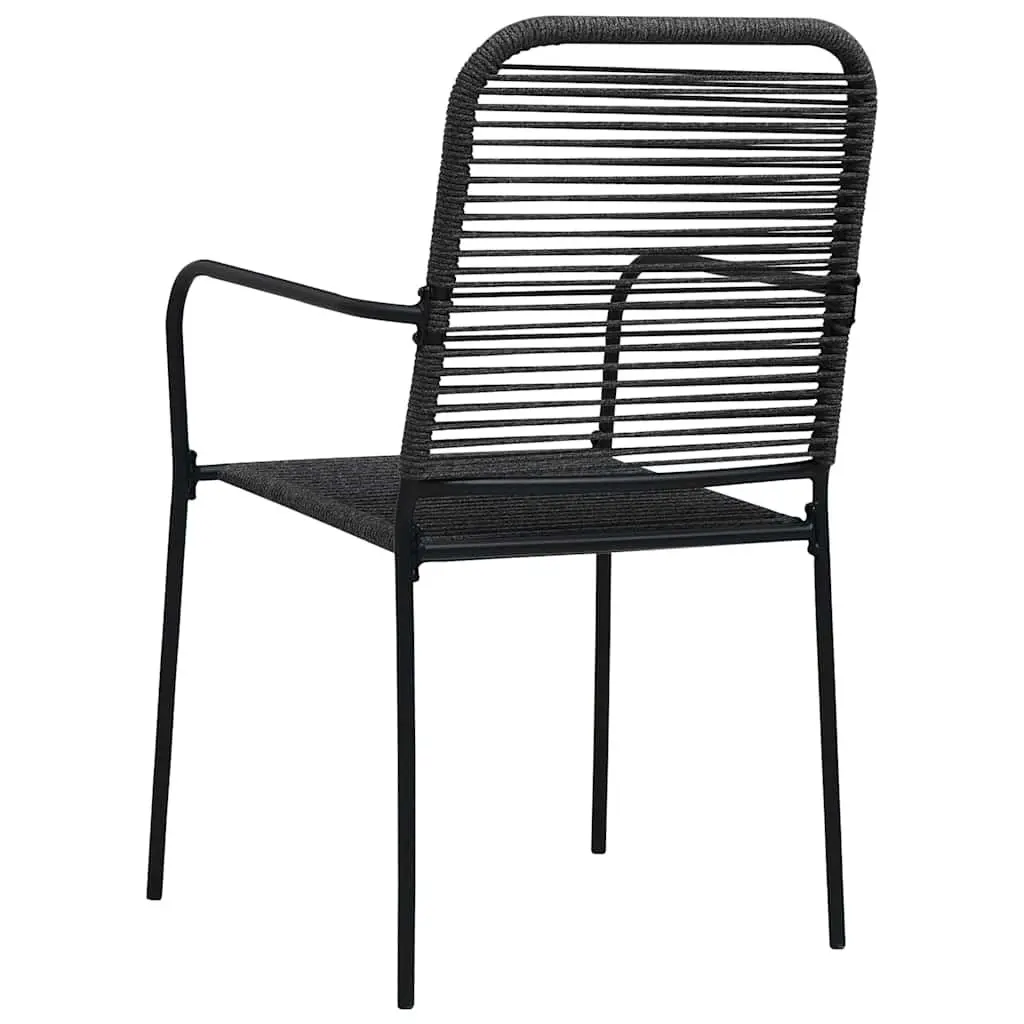 Outdoor Chairs Set of 2 Cotton Rope Woven Steel Frame Black