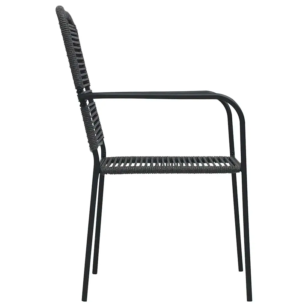 Outdoor Chairs Set of 2 Cotton Rope Woven Steel Frame Black