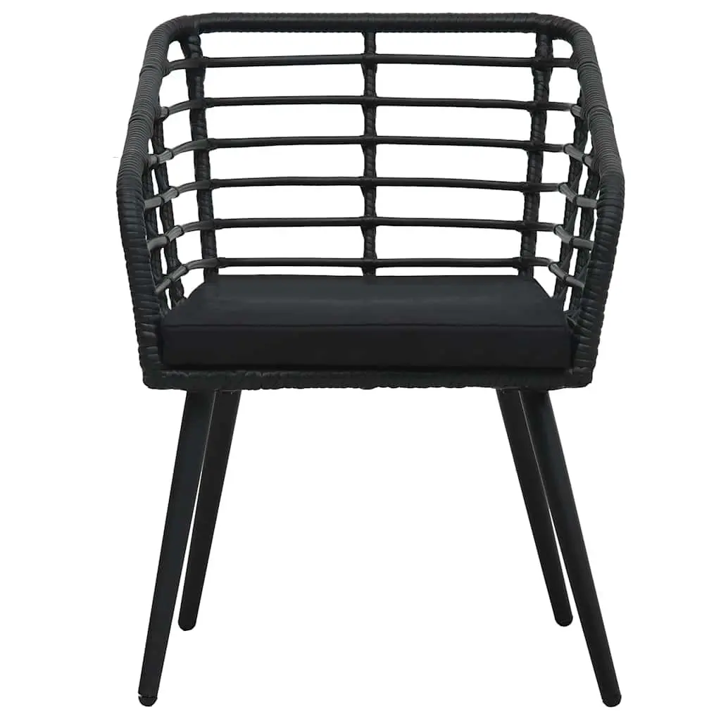 3 Piece Bistro Set Outdoor Garden Patio Furniture Black Poly Rattan Chairs Table