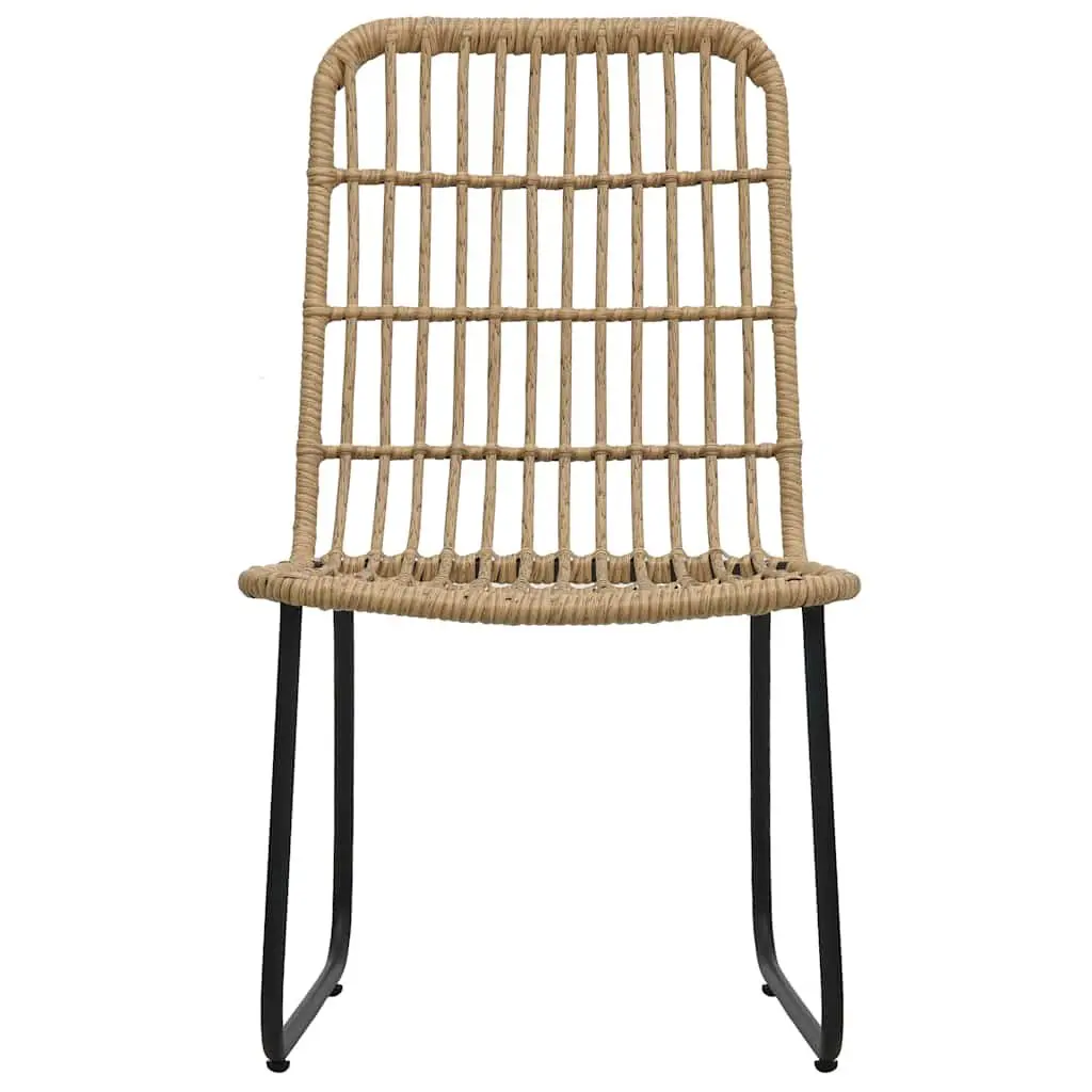 Outdoor Chairs 2 pcs Brown Poly Rattan Curved Backrest Garden Patio Seating Set