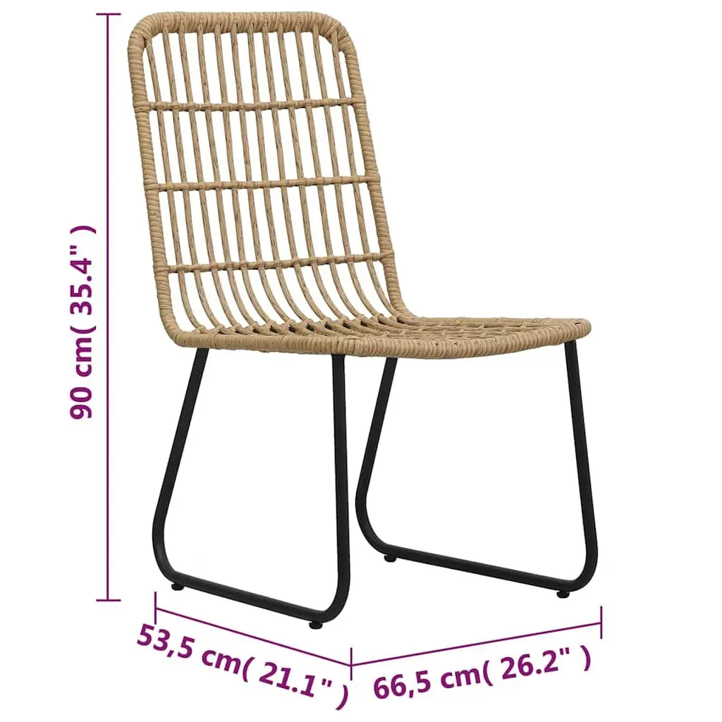 Outdoor Chairs 2 pcs Brown Poly Rattan Curved Backrest Garden Patio Seating Set