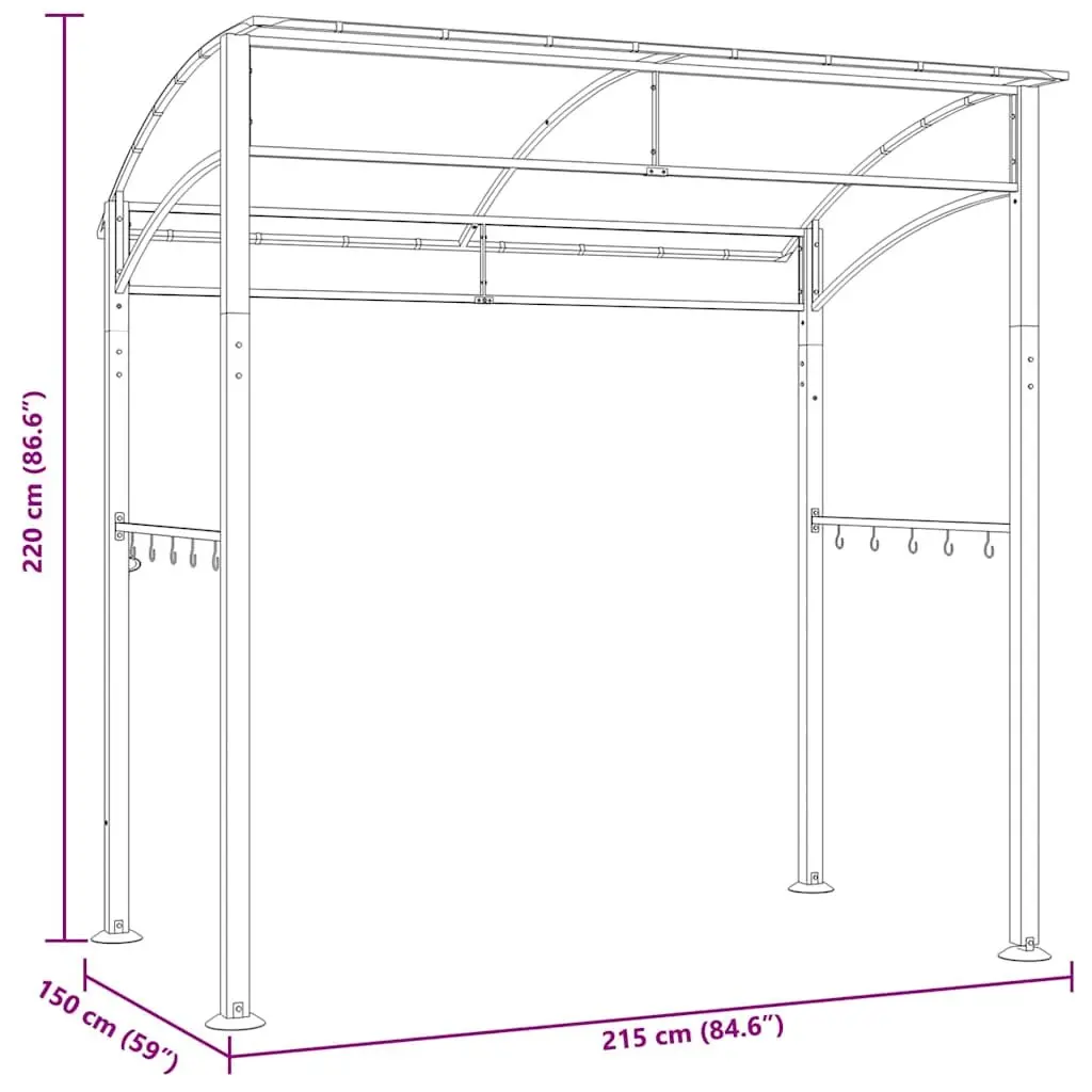 BBQ Gazebo 215x150x220 cm Steel Frame Weather Resistant Outdoor