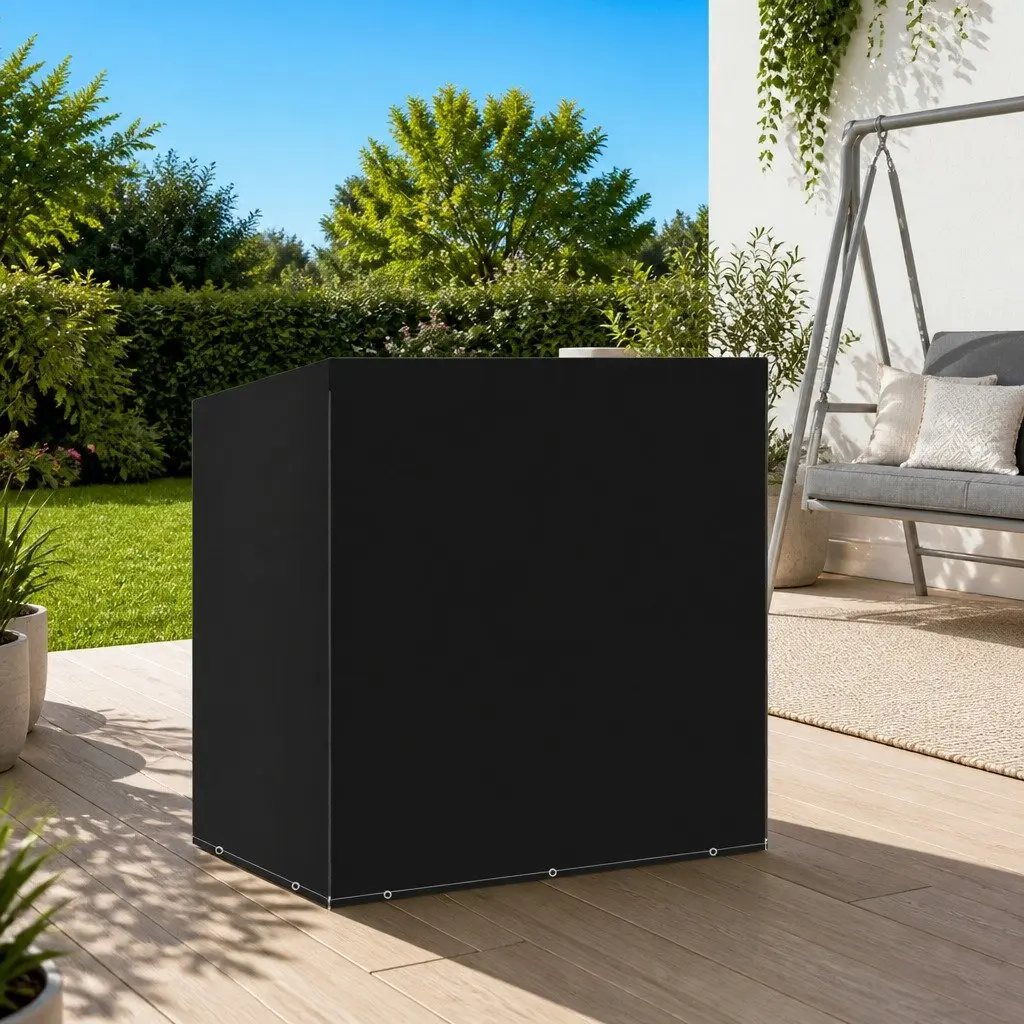 Swing Bench Cover 255x145x170cm Water-Resistant UV-Resistant Polyethylene with 10 Eyelets and 2 Zippers Black