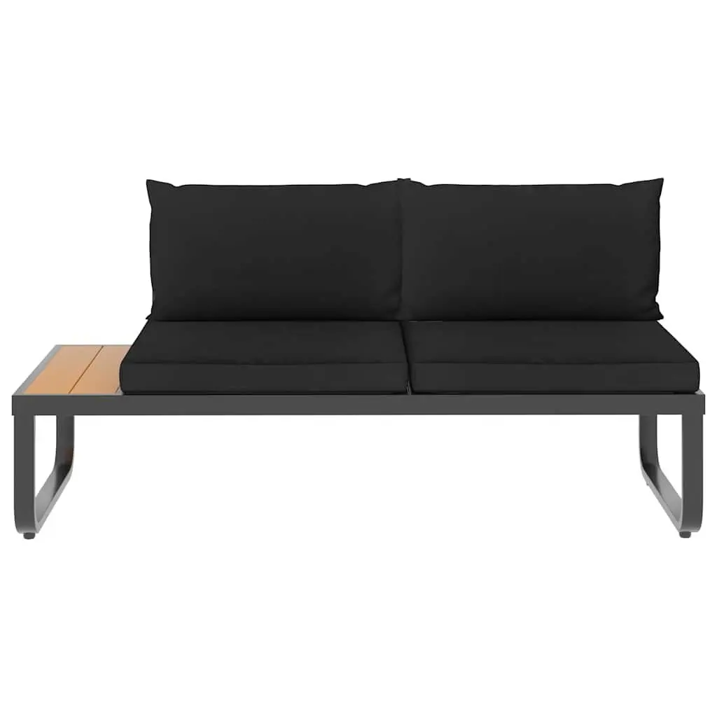 4 Piece Grey Garden Corner Sofa Set with Seat and Back Cushions Outdoor Lounge