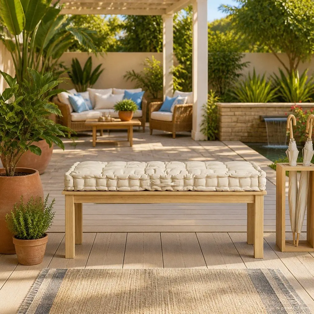 Pallet Floor Cushion 120x80x10cm Beige Cotton Soft Padding for Outdoor Garden Bench Seat