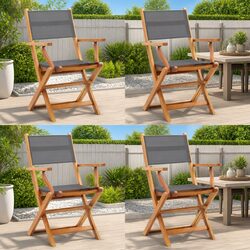 Grey Folding Armchairs Set for Outdoor Relaxation