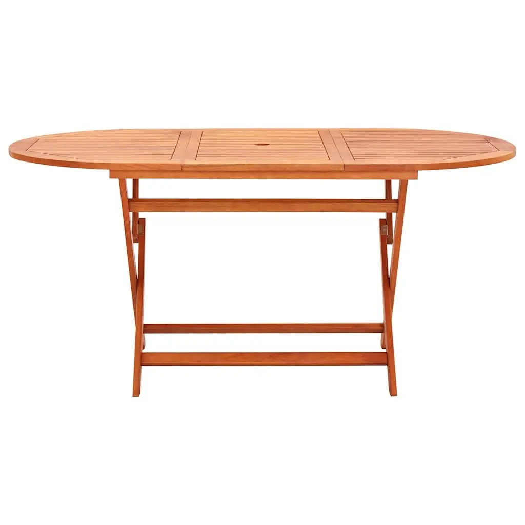 Folding Outdoor Dining Table 160x85cm Solid Eucalyptus Wood Weather-Resistant Garden Furniture