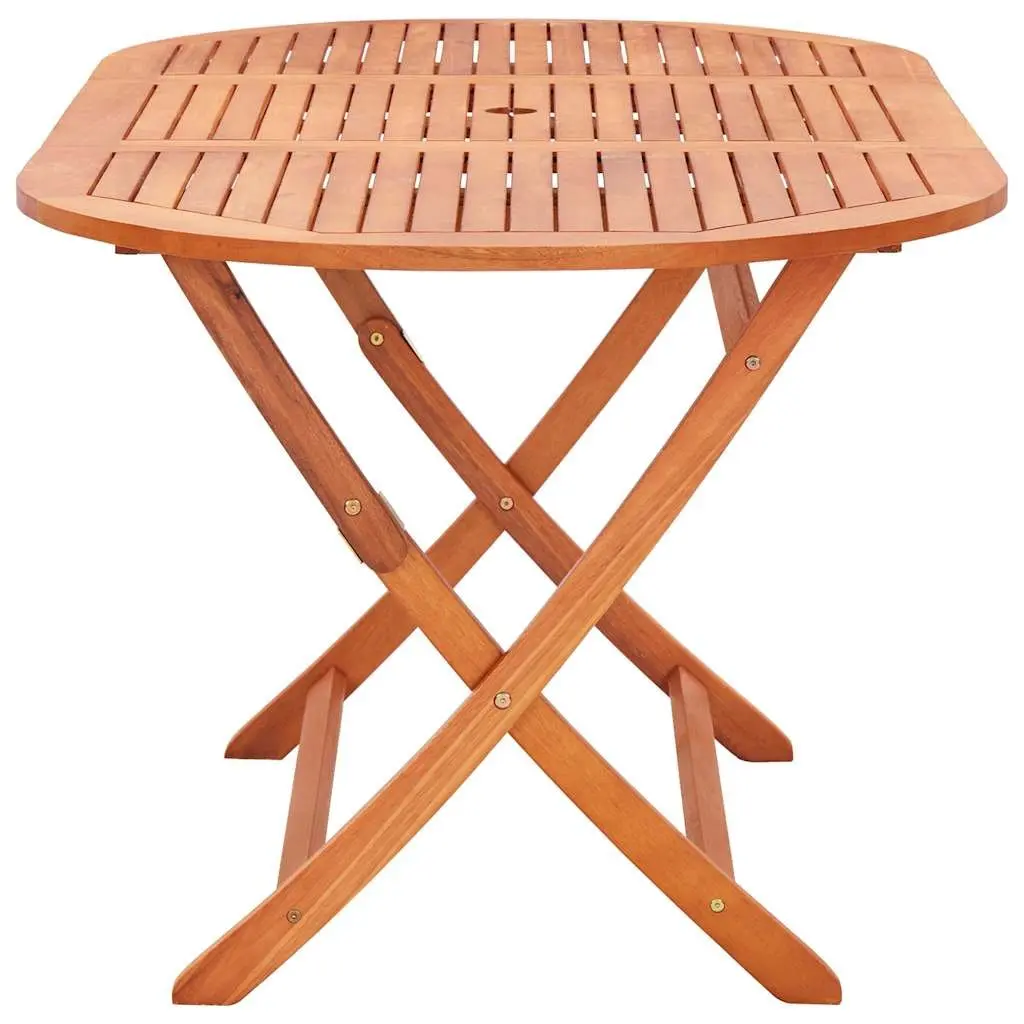 Folding Outdoor Dining Table 160x85cm Solid Eucalyptus Wood Weather-Resistant Garden Furniture