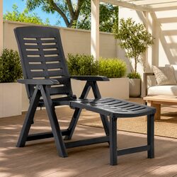 Folding Sun Lounger Outdoor Garden Patio Lounging Chair Anthracite Portable
