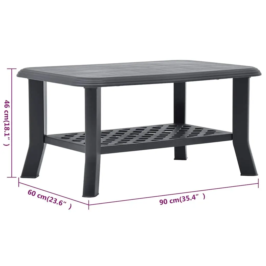 Coffee Table Anthracite Outdoor Lightweight Weather-Resistant Plastic with Bottom Storage Shelf