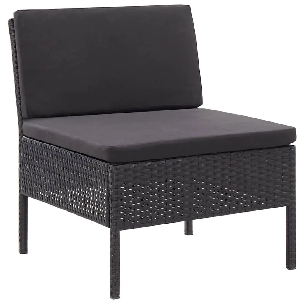 Garden Lounge Set 3 Piece Outdoor Furniture Poly Rattan Cushions Black