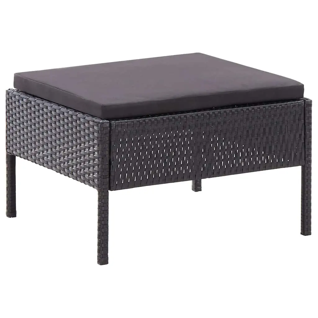Garden Lounge Set 3 Piece Outdoor Furniture Poly Rattan Cushions Black