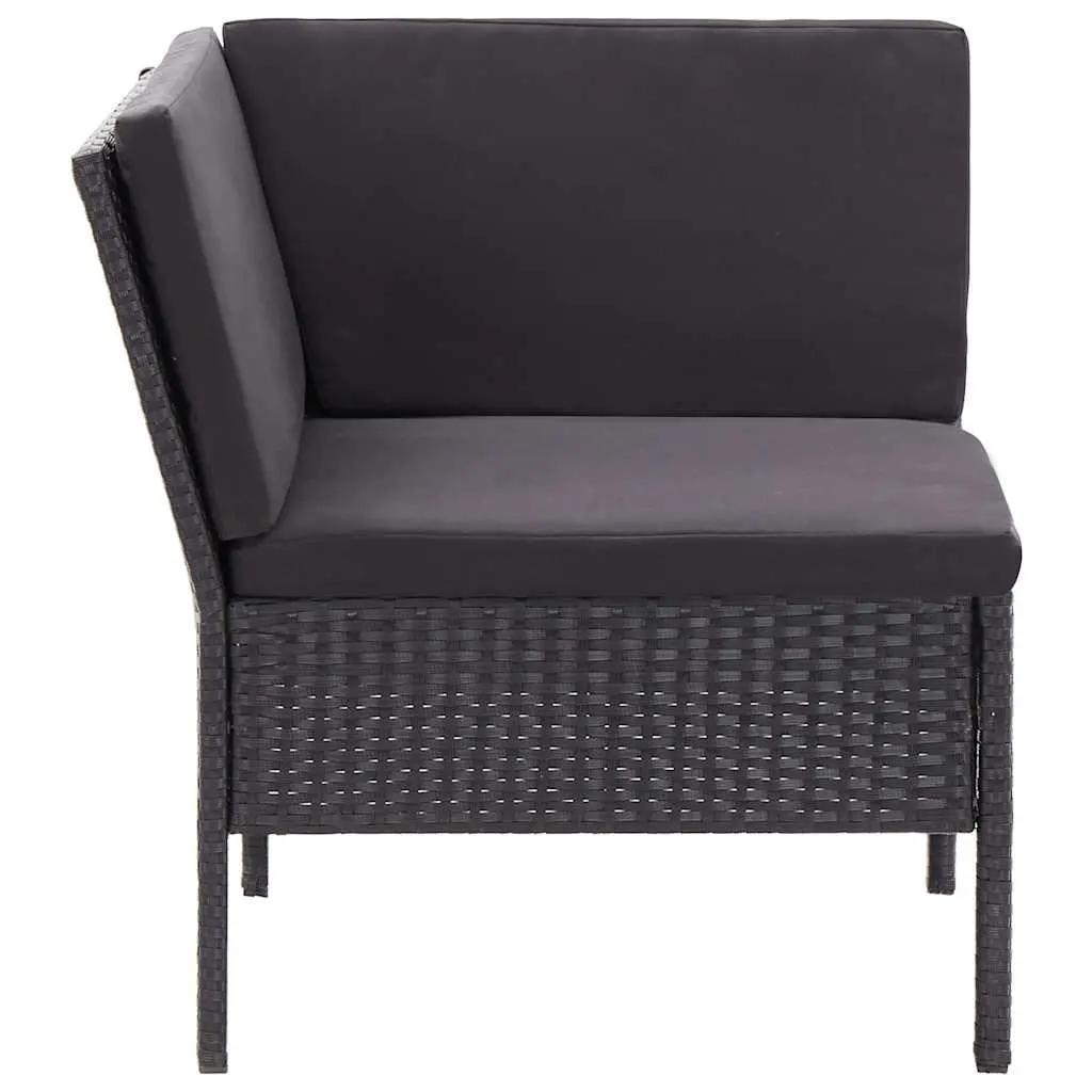 Garden Lounge Set 3 Piece Outdoor Furniture Poly Rattan Cushions Black