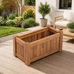 Brown Teak Raised Garden Bed Planter for Outdoor Spaces