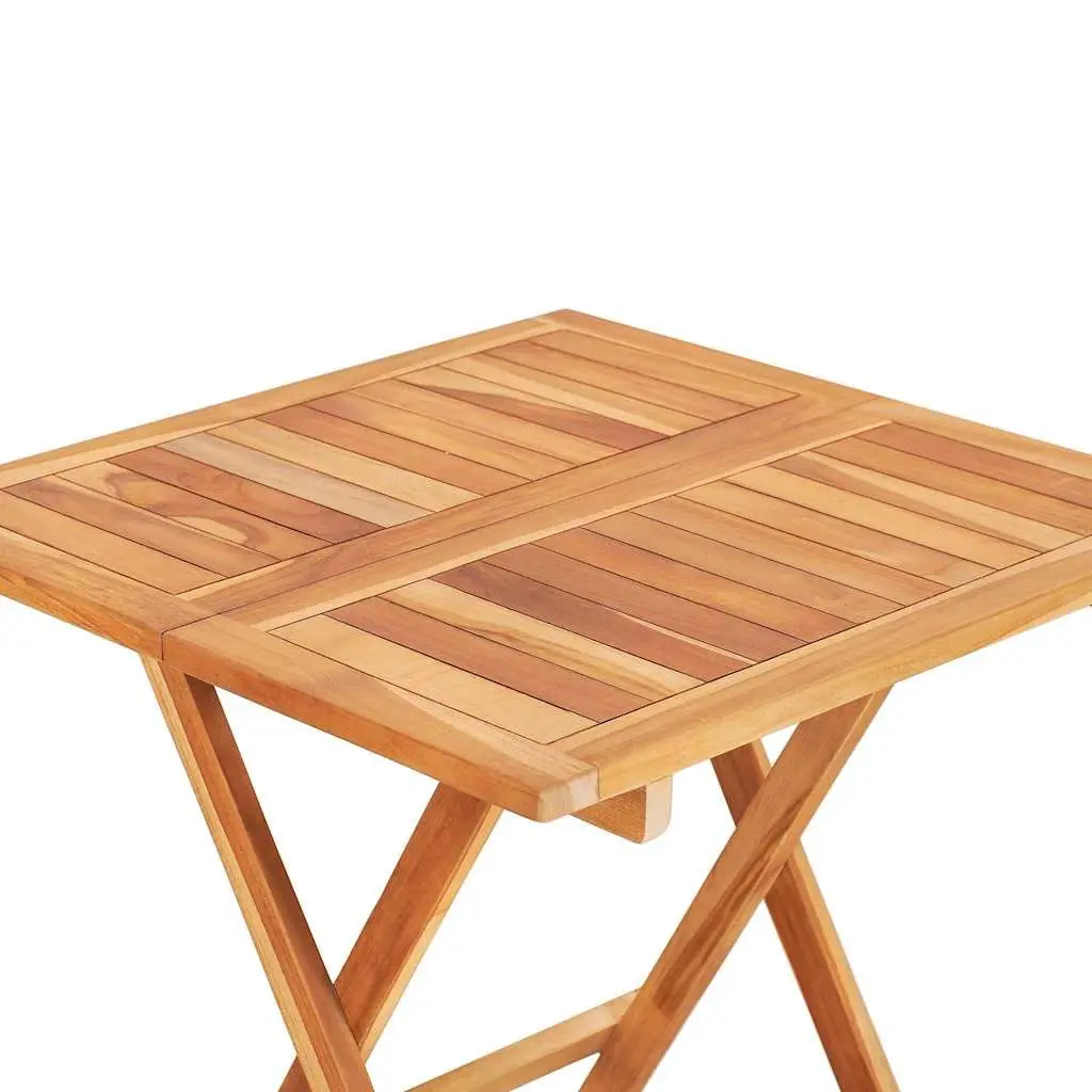 3 Piece Outdoor Folding Bistro Set Brown Solid Teak Wood Garden Patio Furniture