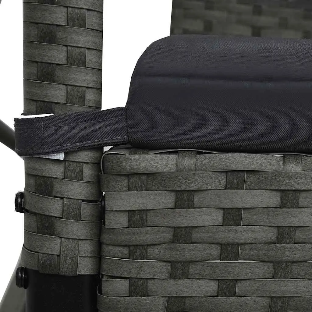 3-Seater Garden Swing Bench with Canopy Weather-Resistant PE Rattan Frame Grey