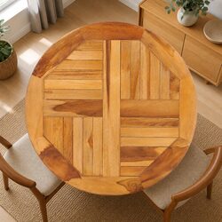 Rotating Table Disk Solid Teak Wood Turntable Spice Condiment Server Lazy Susan