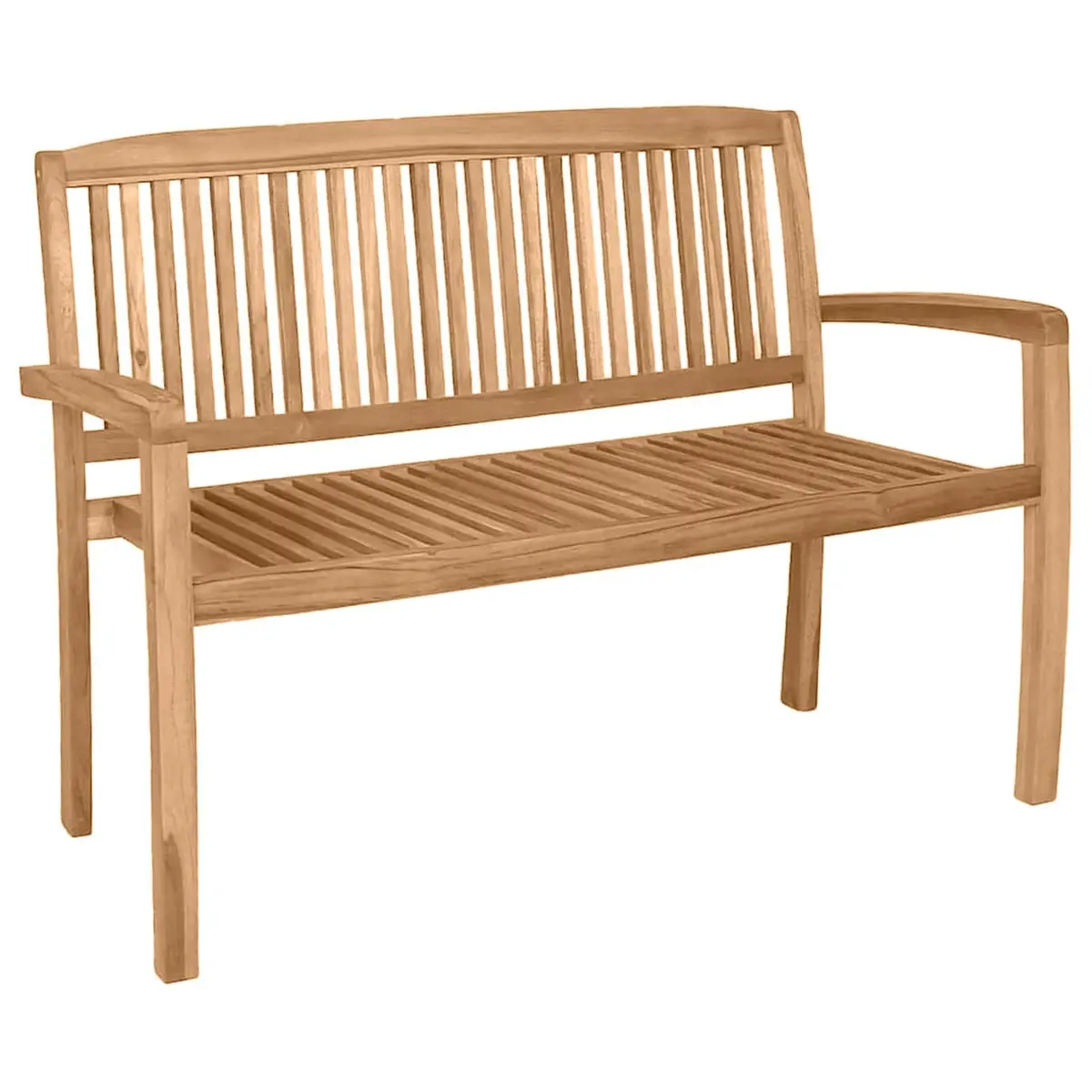 Teak Wood 2-Seater Outdoor Stacking Bench 120cm Space-Saving Garden Patio Furniture