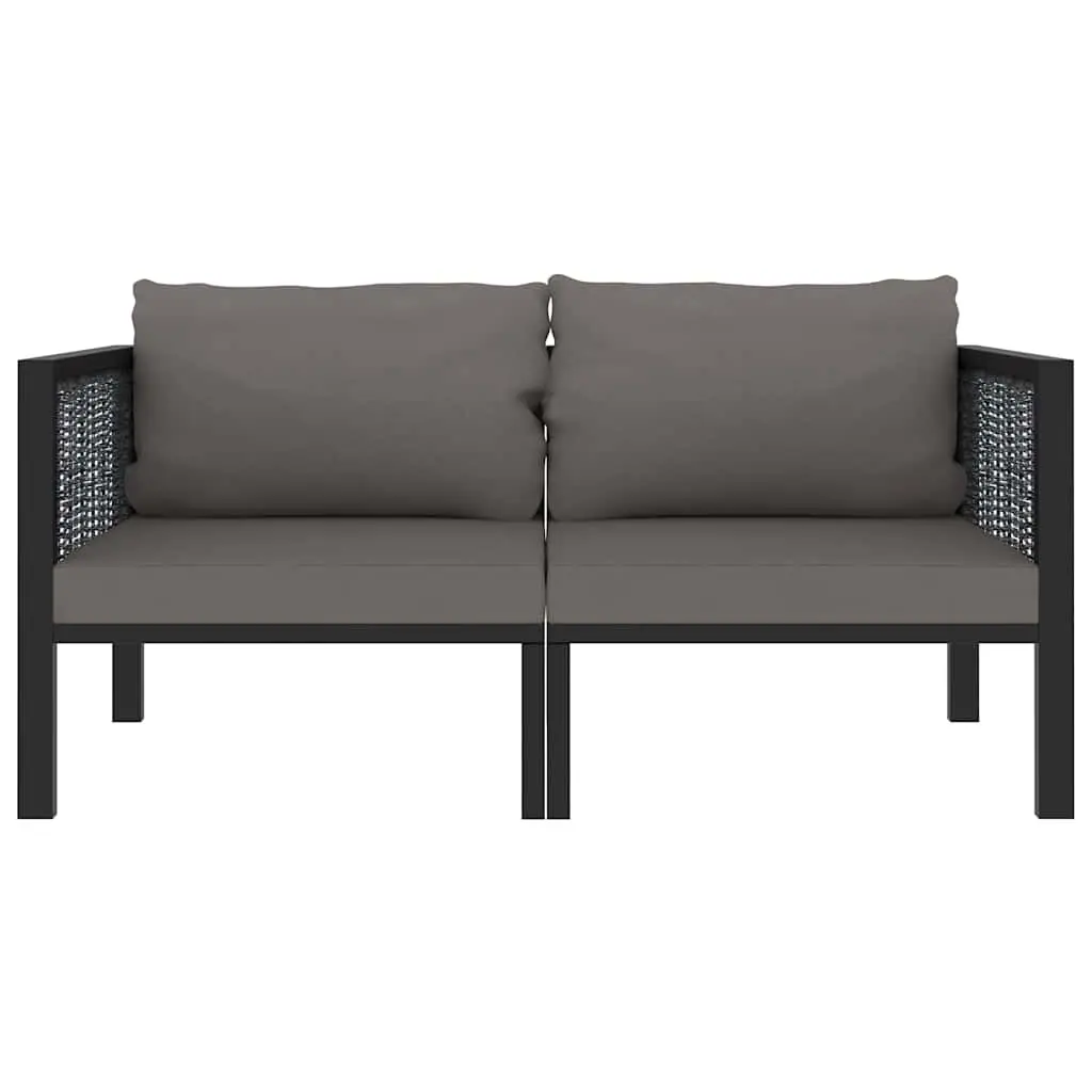2-Seater Outdoor Sofa Anthracite Hand-Woven Poly Rattan with Powder-Coated Aluminium Frame