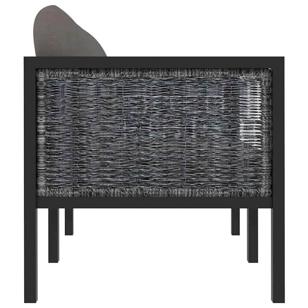 2-Seater Outdoor Sofa Anthracite Hand-Woven Poly Rattan with Powder-Coated Aluminium Frame