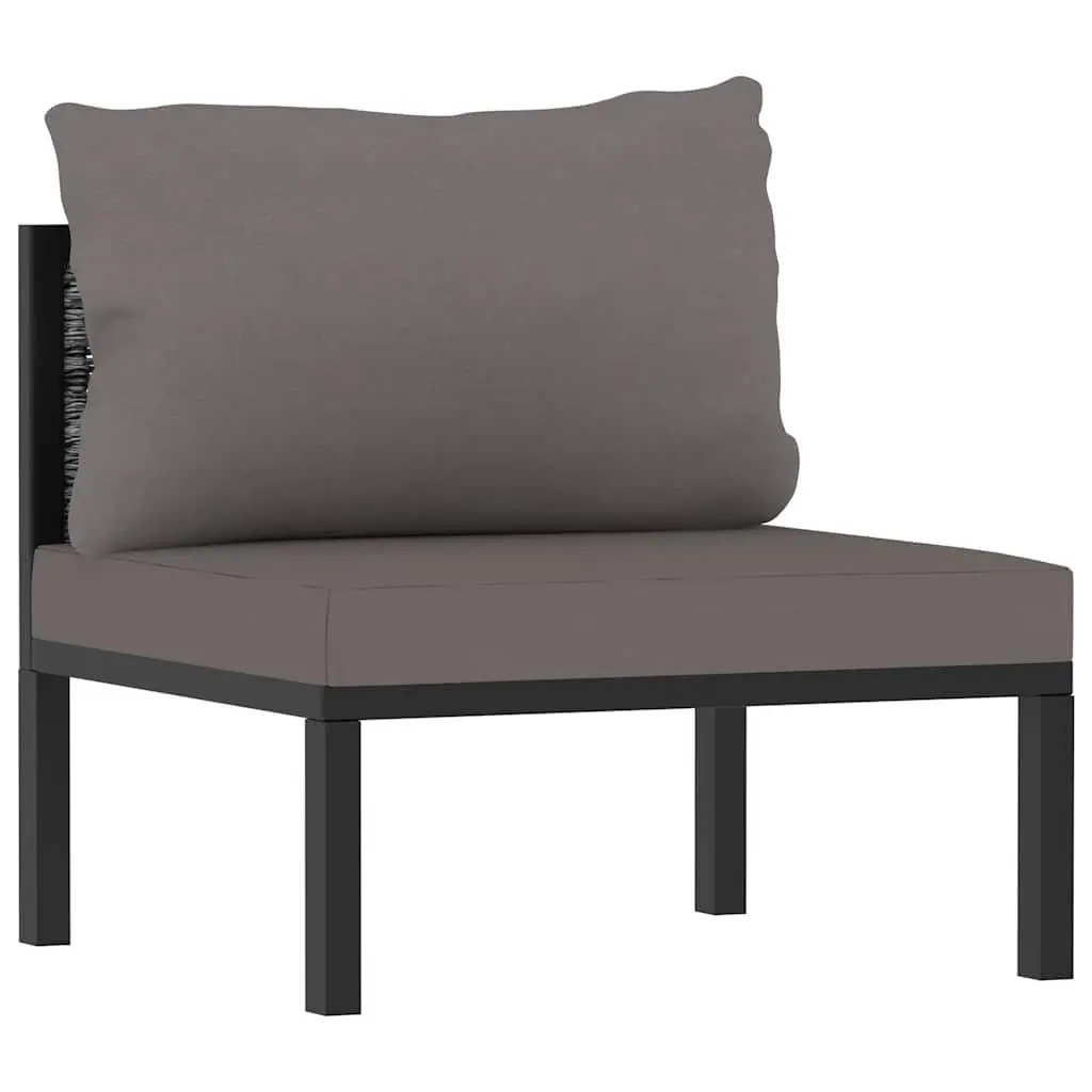 Modular Garden Lounge Set 7 Piece Weather-Resistant Poly Rattan Outdoor Furniture with Tempered Glass Coffee Table and Cushions