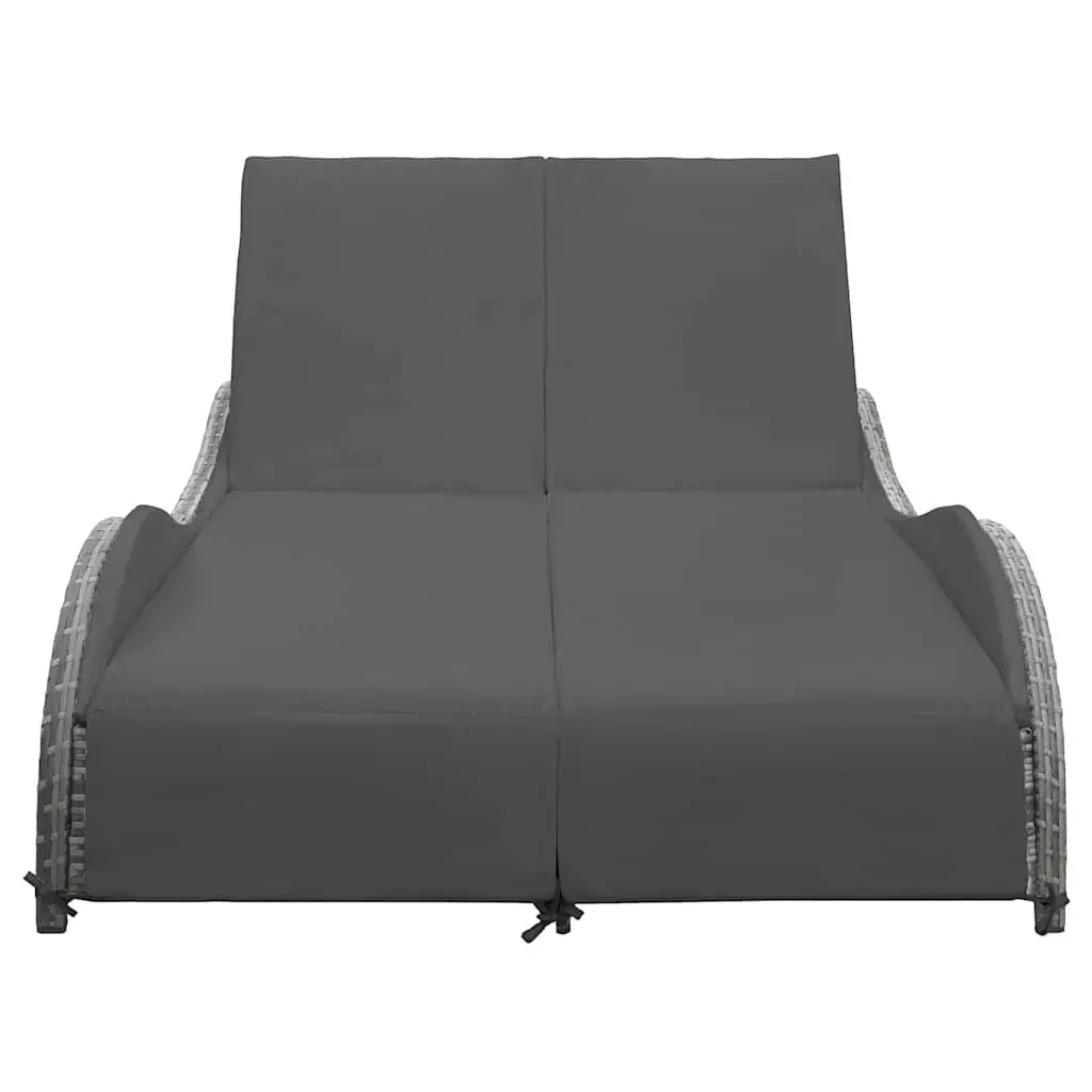 Double Sun Lounger Adjustable Backrests Removable Cushions Anthracite