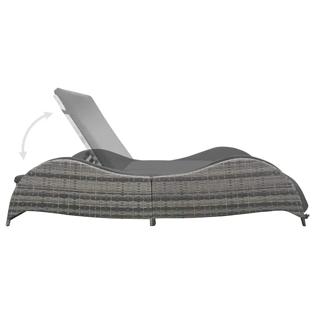 Double Sun Lounger Adjustable Backrests Removable Cushions Anthracite