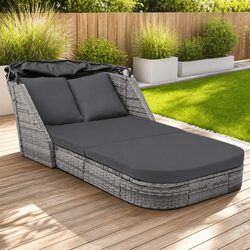 Relax in Style with Our Anthracite Sun Lounger with Canopy