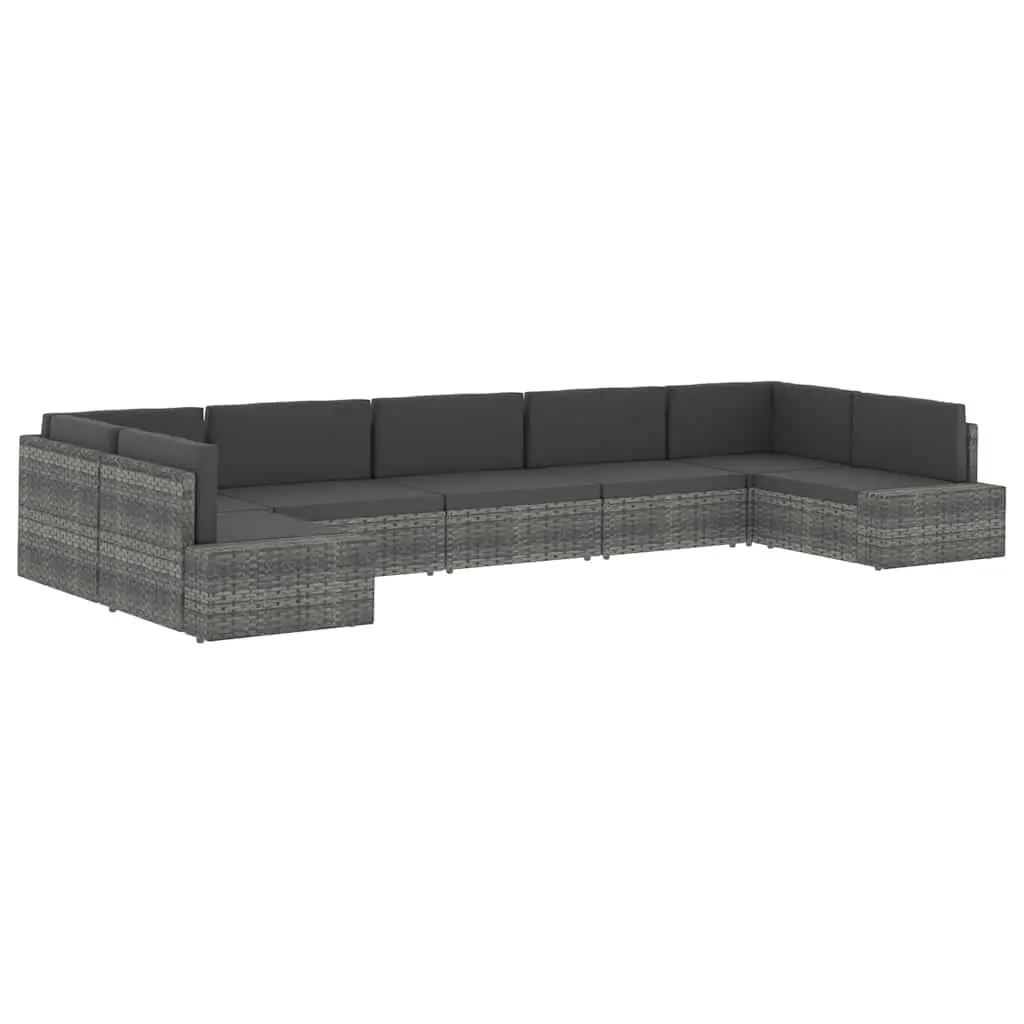 Outdoor Sectional Sofa Lounge Set Grey Poly Rattan Garden Furniture Modular
